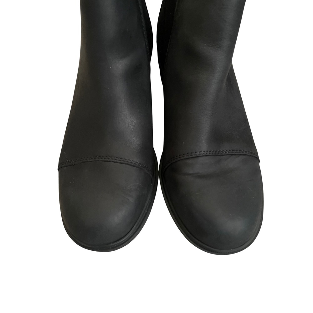 SOREL Evie II Wedge Chelsea Boot Black Leather Suede Waterproof 7.5 - Picture 7 of 10